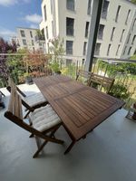Gartentisch Holz ausziehbar mit 4 Stühlen guter Zustand