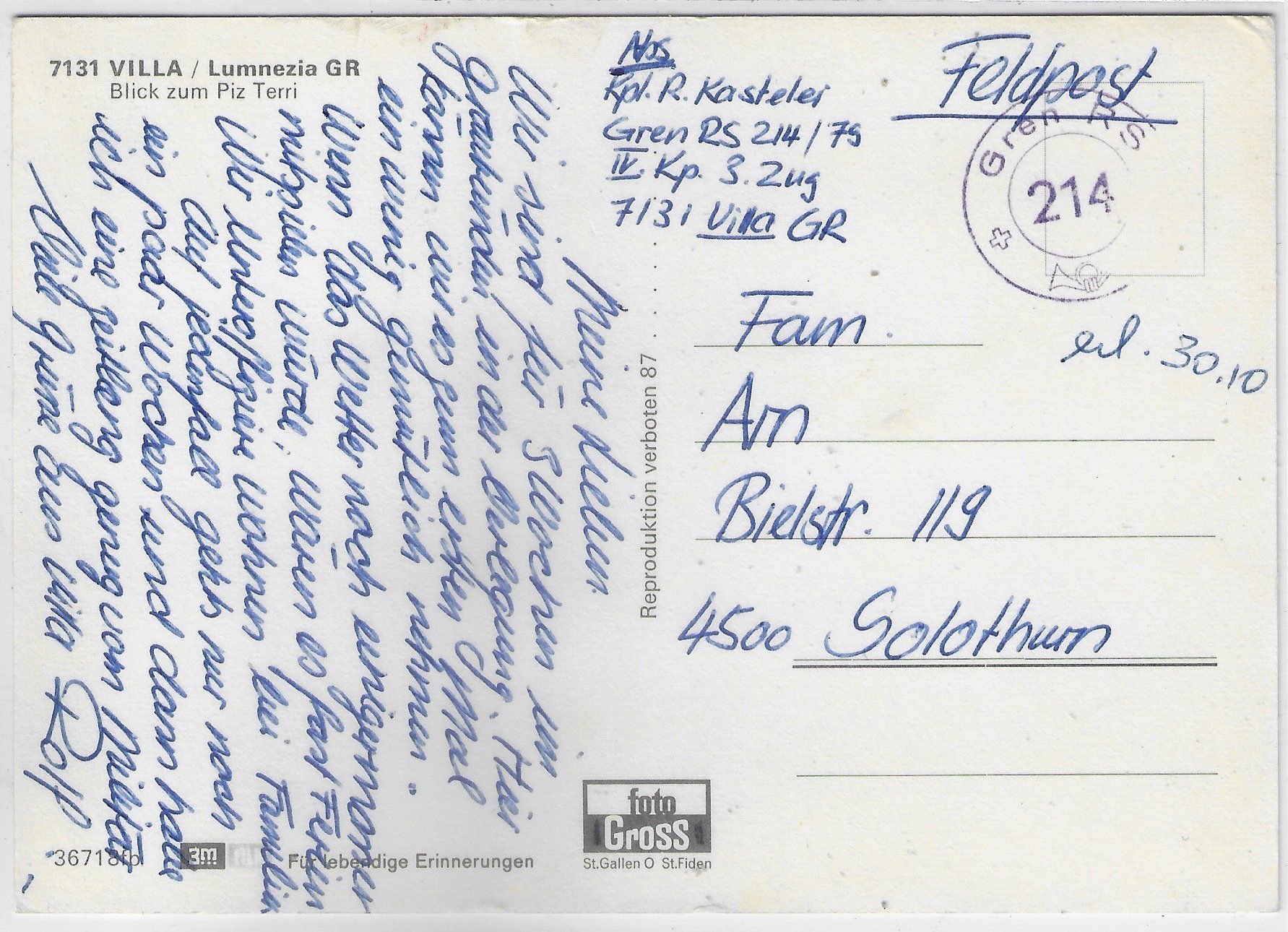 Cartoline postali: Villa - Lumnezia – Usato da Ettingen venduto da Kartenplanet 1