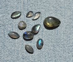 10 Stk  Cabochons Labradorit echt gross    EXTRA viel  FEUER