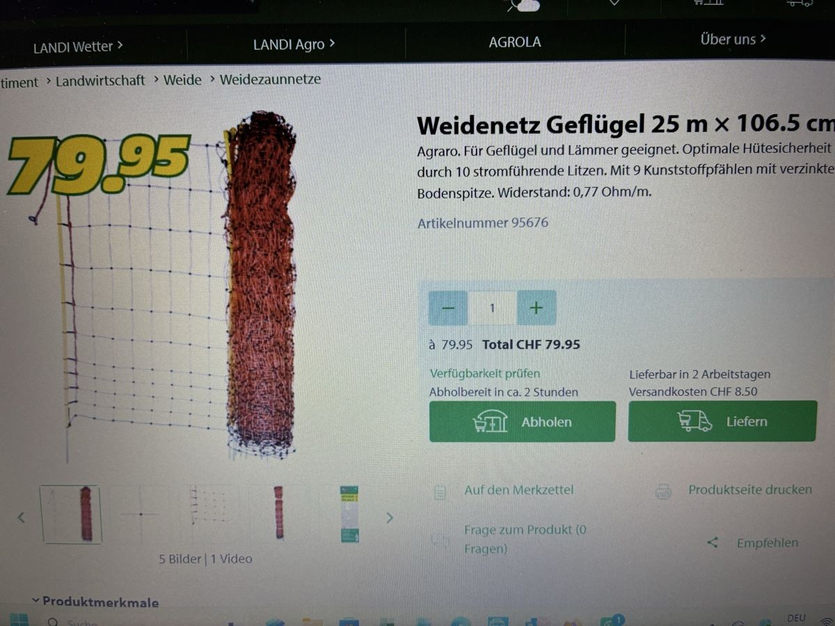Altre attrezzature per stalle: Weidenetz, Weidezaun, LANDI – Usato da Menznau venduto da Cabrio77rot 1