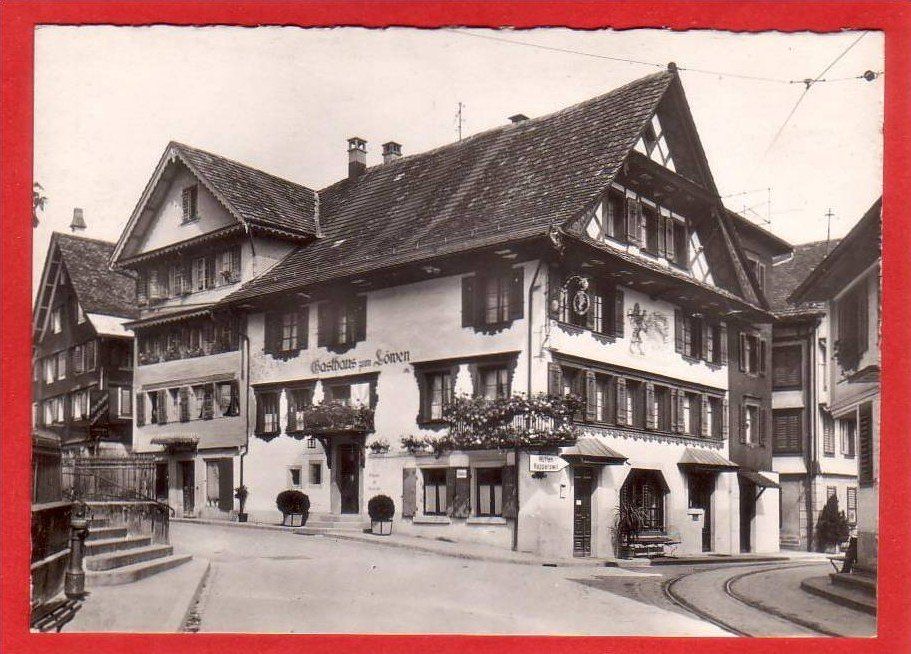 Cartoline postali: MENZINGEN, GASTHAUS ZUM LÖWEN, GROSSFORMAT – Usato da Grüningen venduto da Kartenlaube