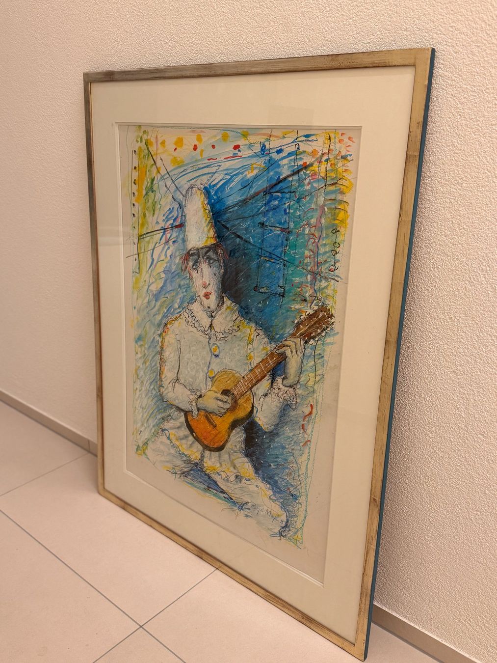 Dipinti: Roger Mayer "Pierrot mit Gitarre" Unikat – Usato da Oberwil BL venduto da Urspi1 3