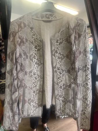 Elegante Ziegenvelour Lederjacke im Schlangenprint - Gr. 38