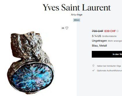 Saint Laurent Anelli: Yves Saint Laurent Arty Ovale Ring bague 6 – Usato da Collonges venduto da Auganien 8