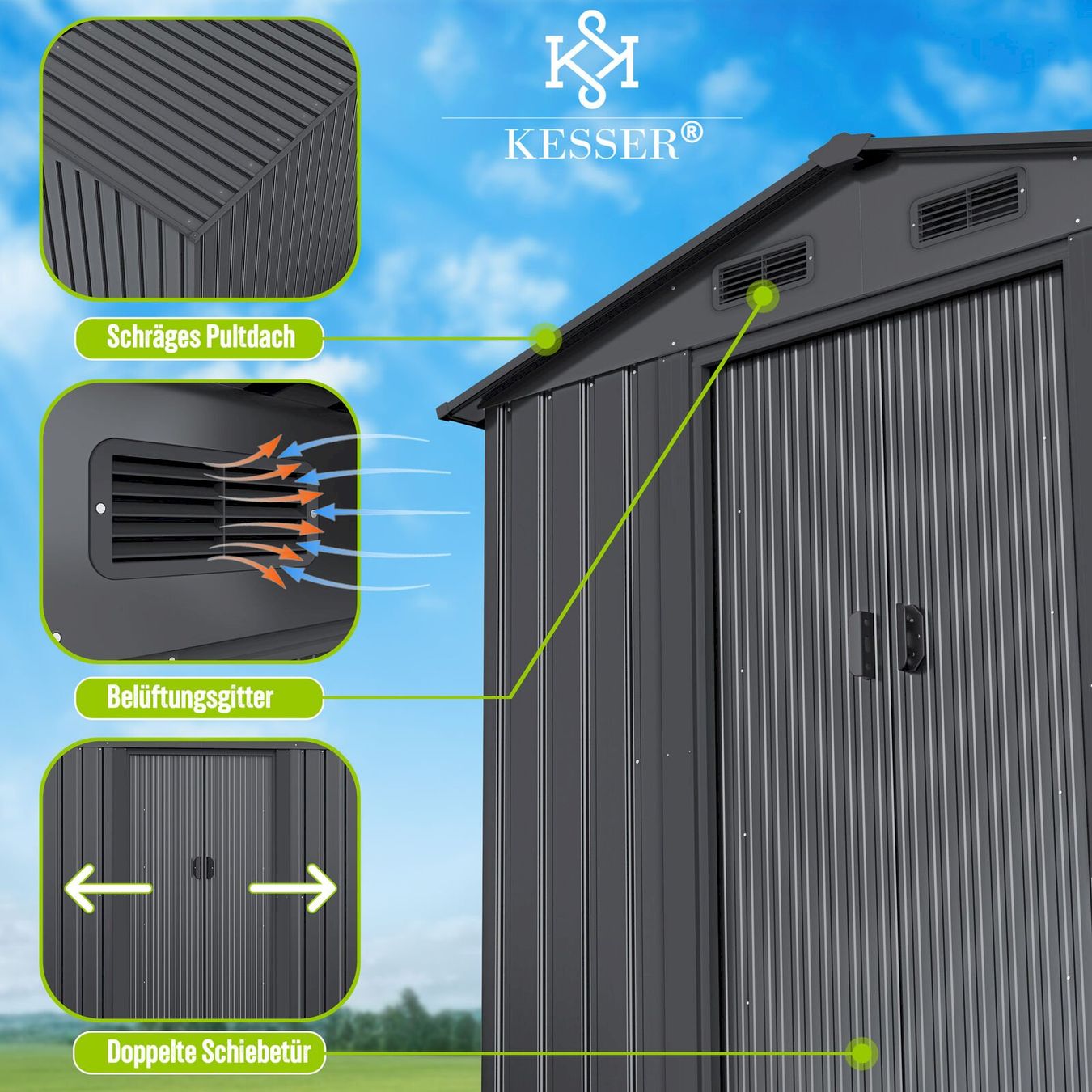 Cabanes de jardin & serres: KESSER XL Gerätehaus anthrazit – Neuf avec emballage d'origine à Bottighofen par zaap 2