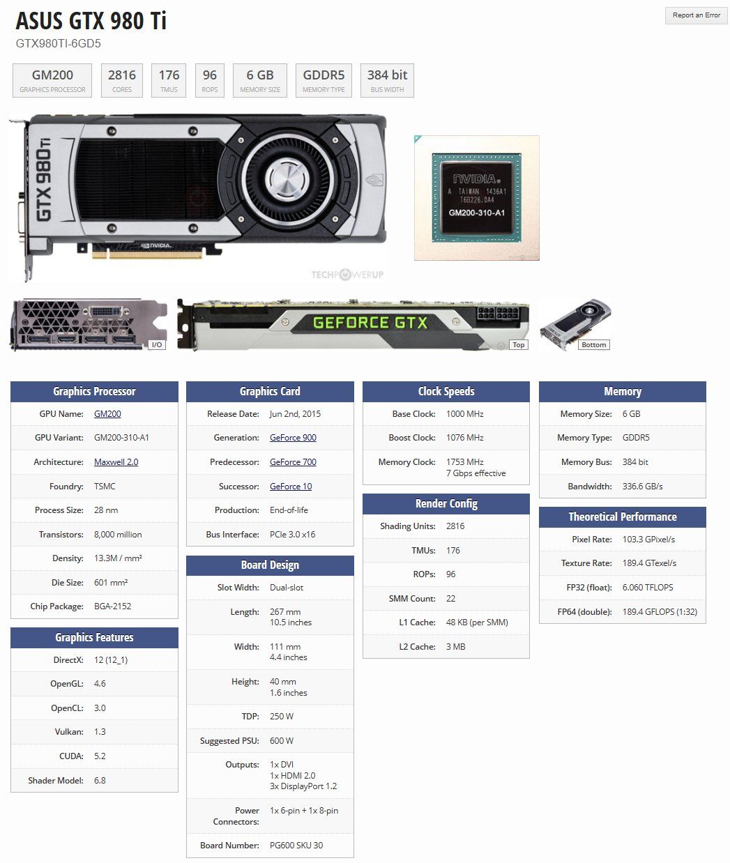 Nvidia Grafikkarten: NVIDIA Founders Edition GTX 980 ti – Gebraucht aus Oberlunkhofen von  5