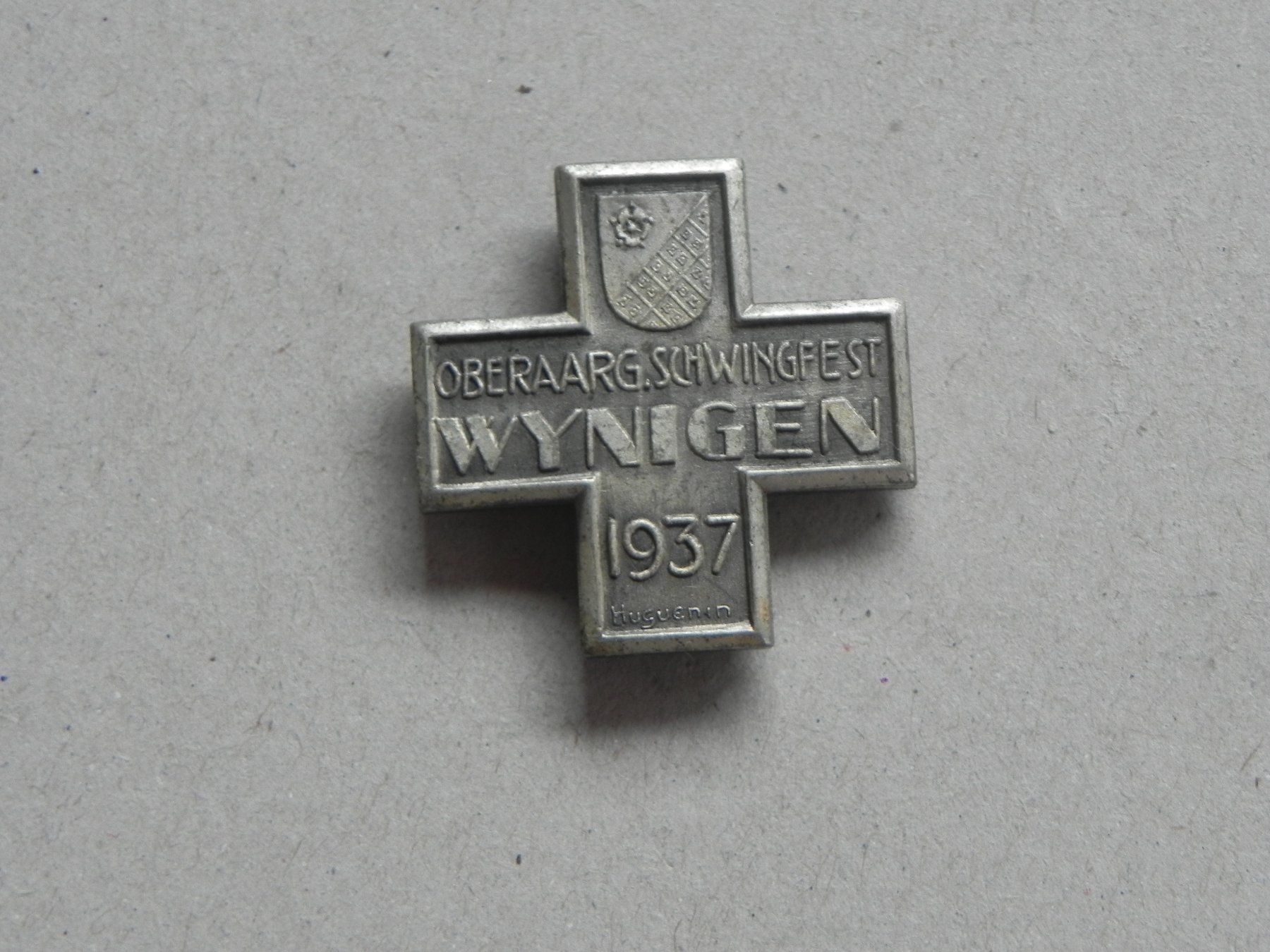 Placchette & Badge: Abzeichen Oberaarg. Schwingfest Schwingen Wynigen BE 1937 – Usato da Siebnen venduto da krimsie
