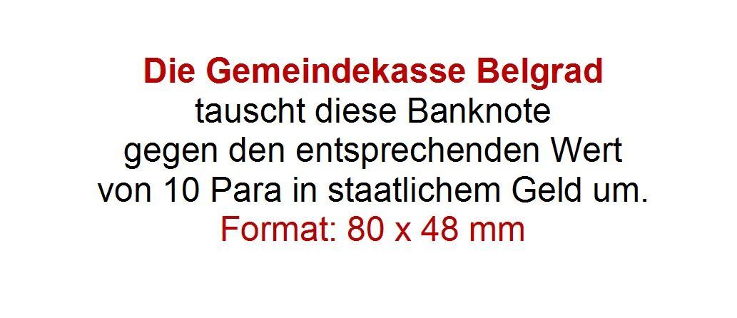 Banknoten: Notgeld Belgrad 1920, Serbien – Gebraucht aus Flamatt von samowarow 1