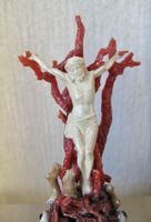 Sakrale Kunst,Kreuz auf Sockel/roten Korallen,Christus✨unico