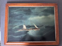 Oelgemälde Dampfschiff im Sturm