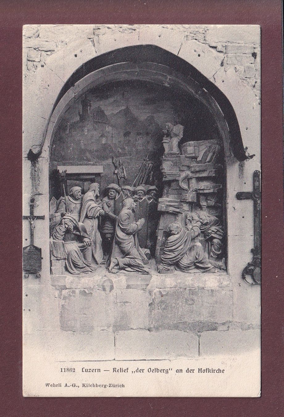 Cartoline postali: LUZERN - Hofkirche - Relief der Oelberg – Usato da Pully venduto da nicecards