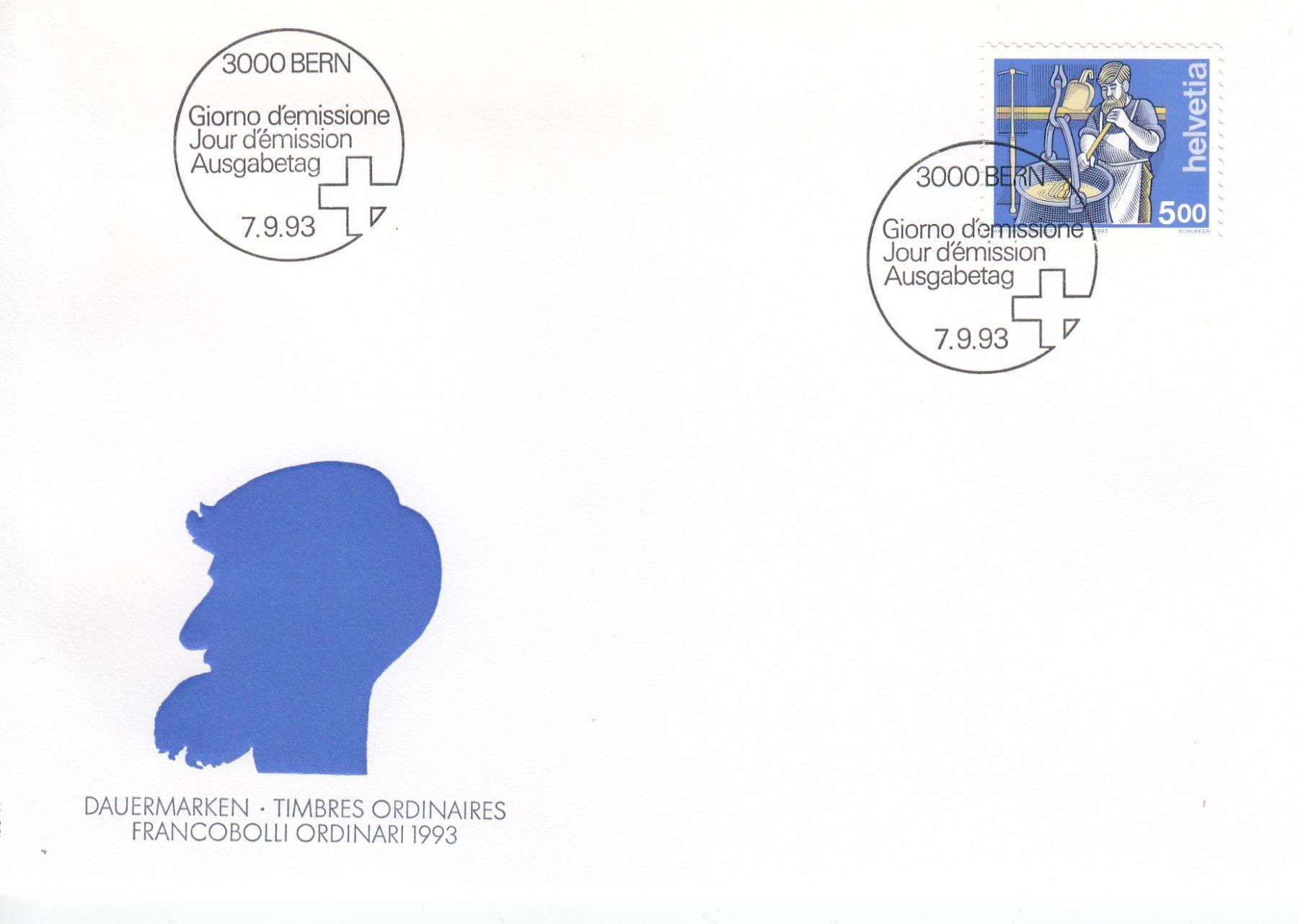 Alle Briefmarken: 1993/94 852-54 Mensch und Beruf 3 FDC – Gebraucht aus Spreitenbach von Mustang_1105 2