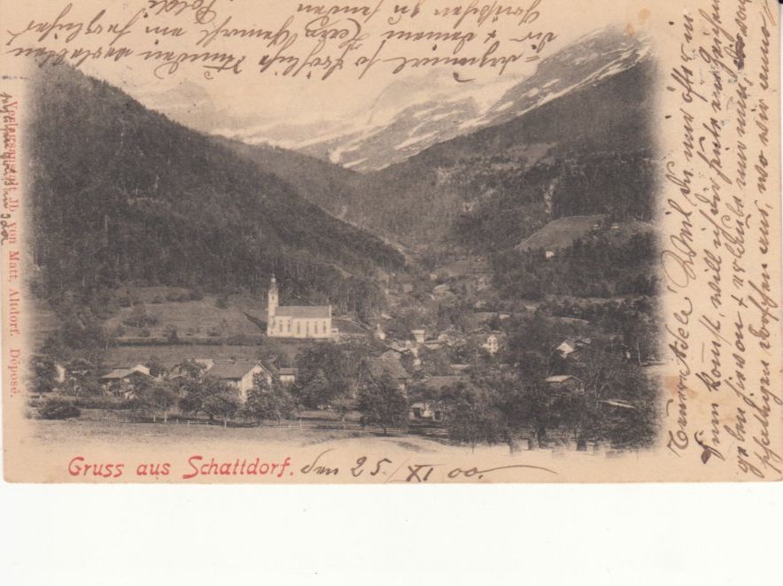 Cartoline postali: Schattdorf 1900 mit ST Altdorf – Usato da Bürglen TG venduto da StampGraf
