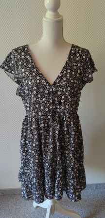 ❣️SOMMERKLEID SCHWARZ/WEISS GEBLÜMT, GR. L, 42/44