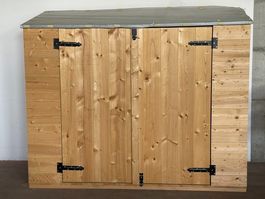 Gerätetruhe mit verzinktem Blechdach 190x80x145/158cm BxTxH