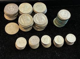 lot de 51 x 2Fr - 20 x 1 Fr et 50 x 50 cts Fr -0,73kg Argent