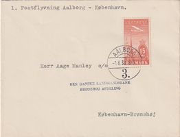 Dänemark 1938: Erstflugbrief Aalborg-Kopenhagen