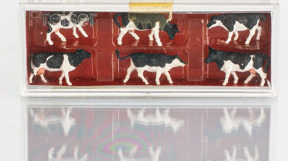 PREISER 10145 Kühe Schwarz-weiß Gefleckt H0 Maßstab 1:87 - 6 Figuren Set Für Modelleisenbahn