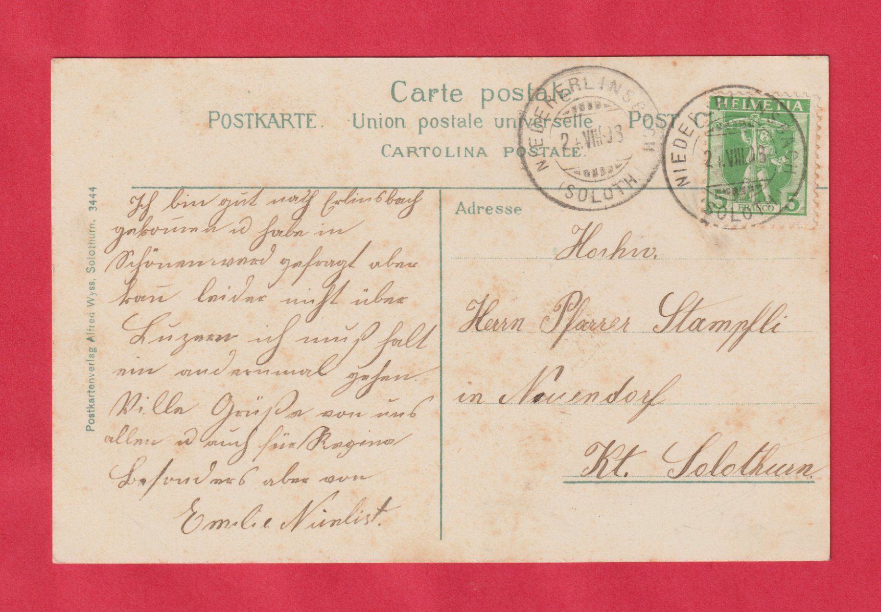 Cartoline postali: Gruss aus Ober-Erlinsbach (SO) – Usato da Zürich venduto da Gill46 1