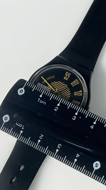 Schwarze Swatch Uhr, Swiss, Vintage, Unisex 4