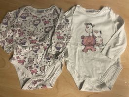 2 Bodys bpc mit Tiermotiven langarm Gr. 68/74