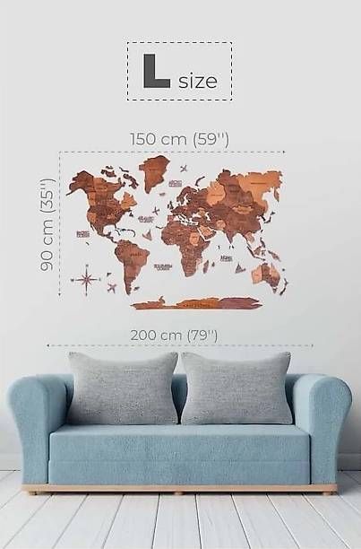 Cartine & Atlanti: Weltkarte aus Eichenholz 150cm x 90cm – Usato da Kriens venduto da Juschkim 4