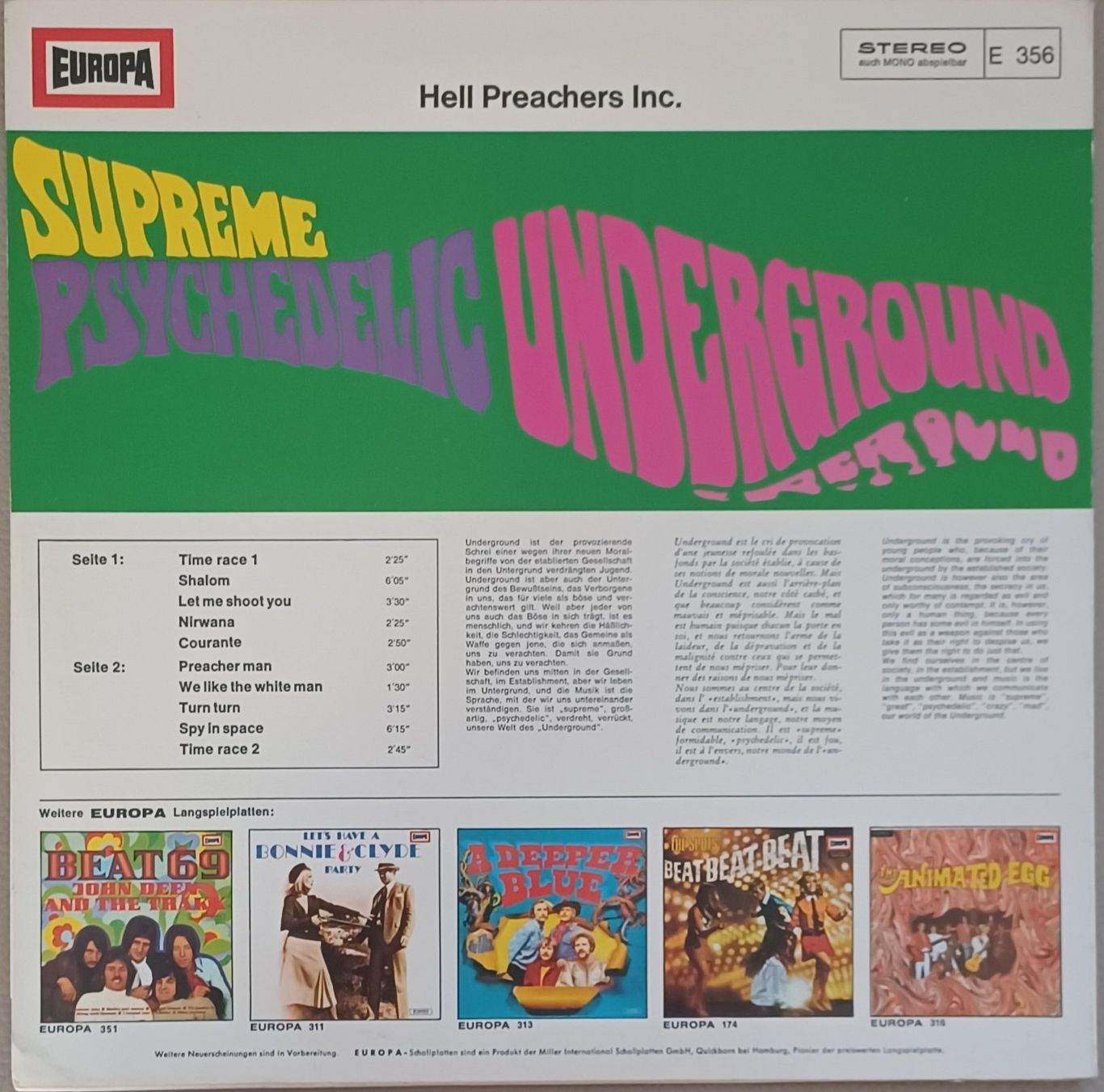Vinyles: SUPREME Psychedelic Underground 1969 – D'occasion à Hägendorf par Plattenhardt 1