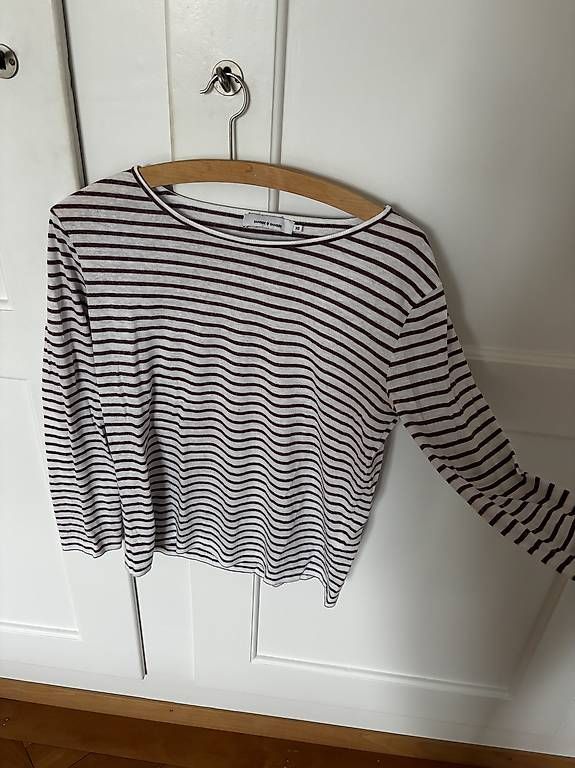 Samsøe Samsøe Maglioni & Felpe: Streifenpullover – Samsoe Samsoe, XS, Weiss/Bordeaux – Usato da Bern venduto da saeruhb 2