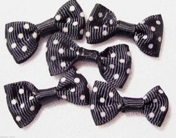 5 Noeuds Gros Grain pois 3 cm NOIR