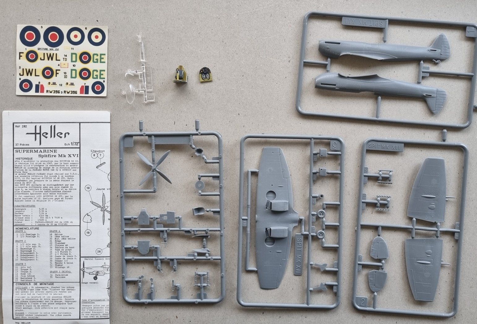 Heller Kit di modellismo & Modellini statici: 1/72 Heller Spitfire MK XVI E (282) – Usato da Grand-Lancy venduto da LFW 3