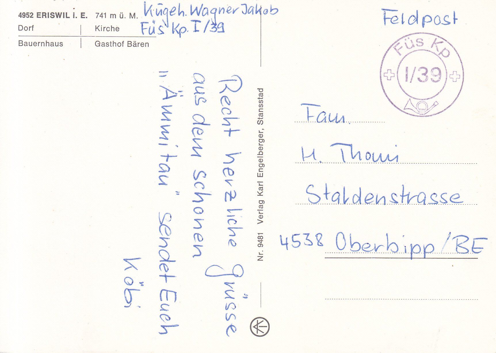 Ansichtskarten: Erswil ca. 1980 – Gebraucht aus Bürglen TG von StampGraf 1