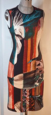 M +/- 38  CLOVER CANYON Etuikleid Art Design stretch