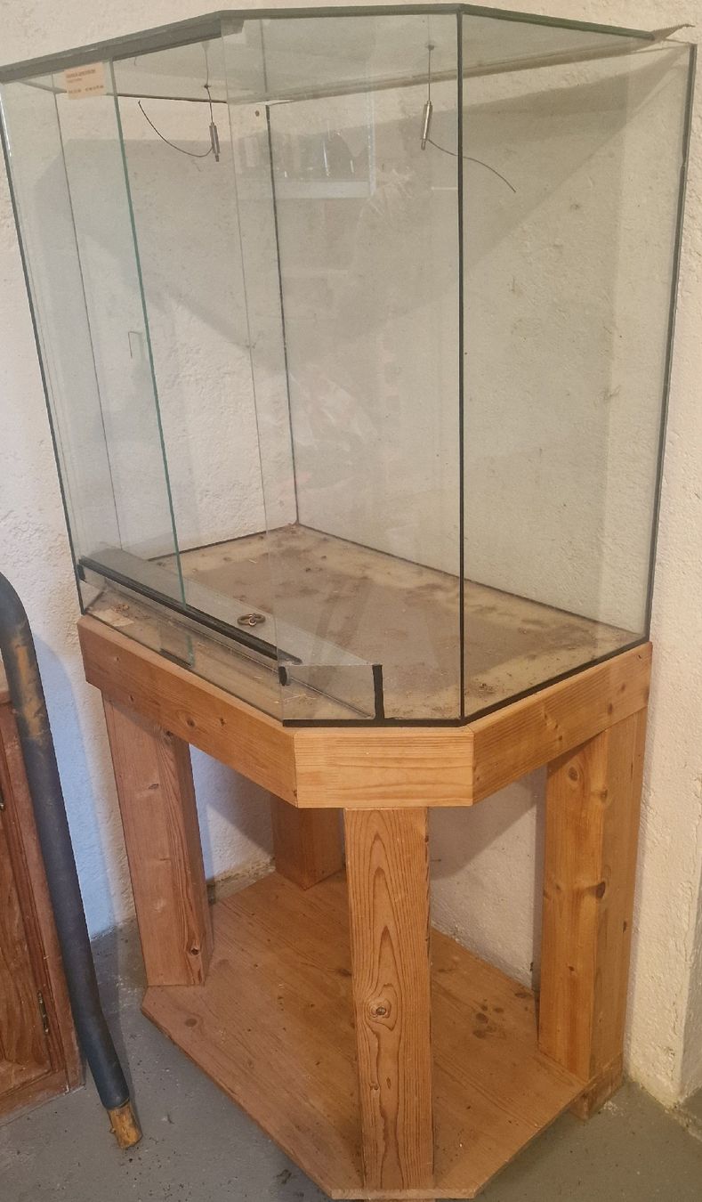Terrario: Terrarium mit Holzunterbau Eckform gebraucht – Usato da Guntmadingen venduto da FabiChiara 1