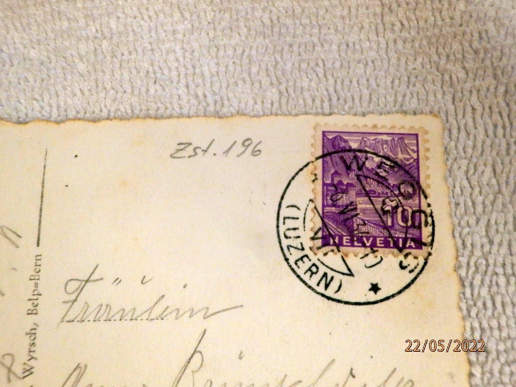 Ansichtskarten: Ansichtskarte, Weggis mit Pilatus, Luftbild, Stemp. ZNr.196 – Gebraucht aus Ueberstorf von dinbau 1