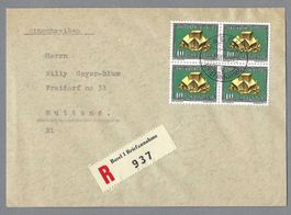 1958, B87x4, 0 BASEL, EIN. BRIEF, ANK.-0 MUTTENZ
