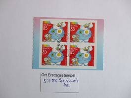 Viererblock mit Ort Ersttagsstempel 5708 Boniswil AG