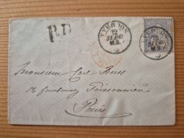 CH-Brief Yverdon-Paris aus 1867 Zustand gemäss Bilder