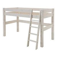 Mittelhochbett Kiefer massiv, weiss lasiert