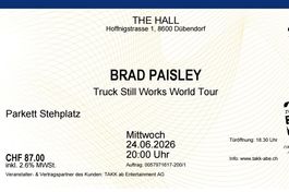 2x Brad Paisley Tickets, 24.06.26, The Hall Dübendorf