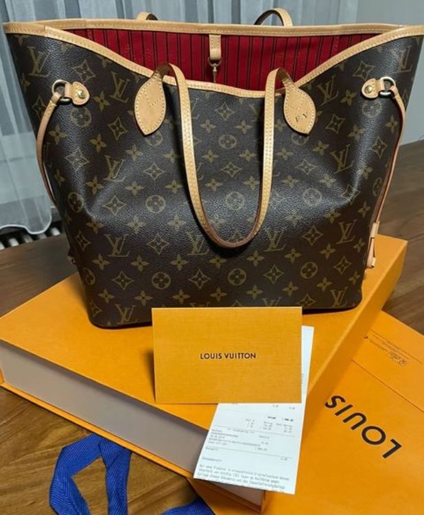 VERKAUFT - Louis Vuitton Tasche M41177 Neverfull MM Monogram Canvas Cerise  mit kleine Tasche * wie NEU mit Beleg von August 2021