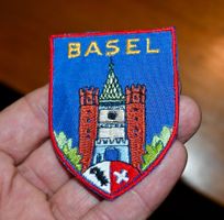 VINTAGE Badge SPALENTOR Basel ST. GALLER STICKEREI d-blau