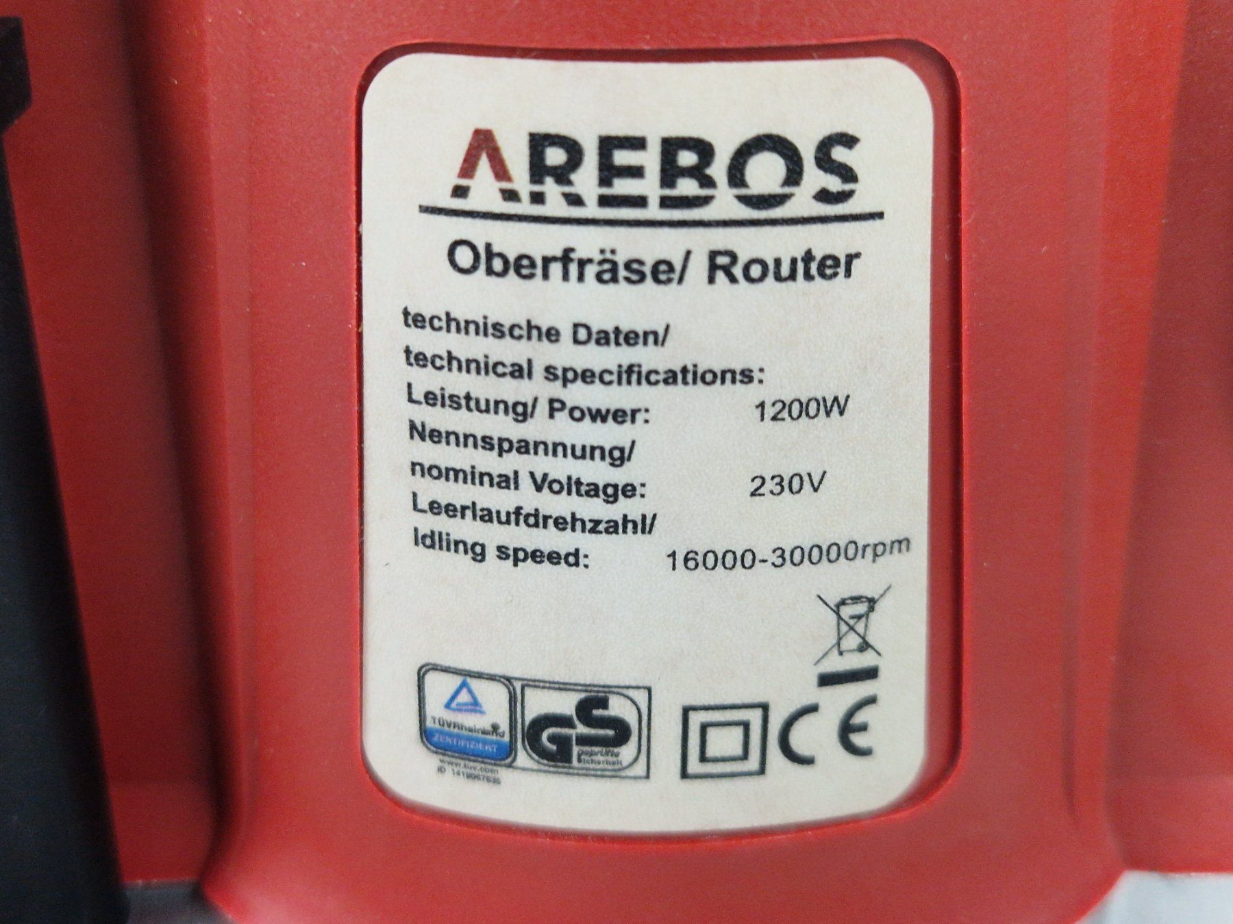 Tutti gli attrezzi: AREBOS Oberfräse – Usato da Muhen venduto da Restwert_Muhen 2