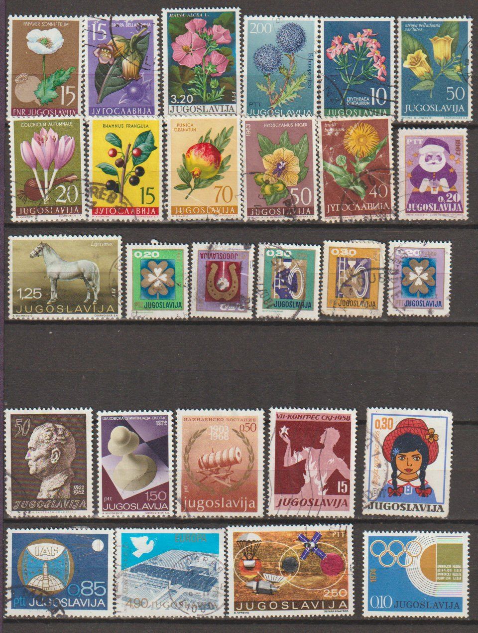 Alle Briefmarken: Yougoslavie fleurs et divers – Gebraucht aus Crans-Montana von kira56