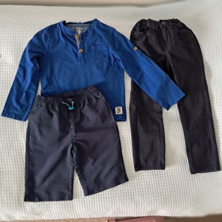 Kleiderpaket Hosen lang u kurz, Shirt, Gr 116