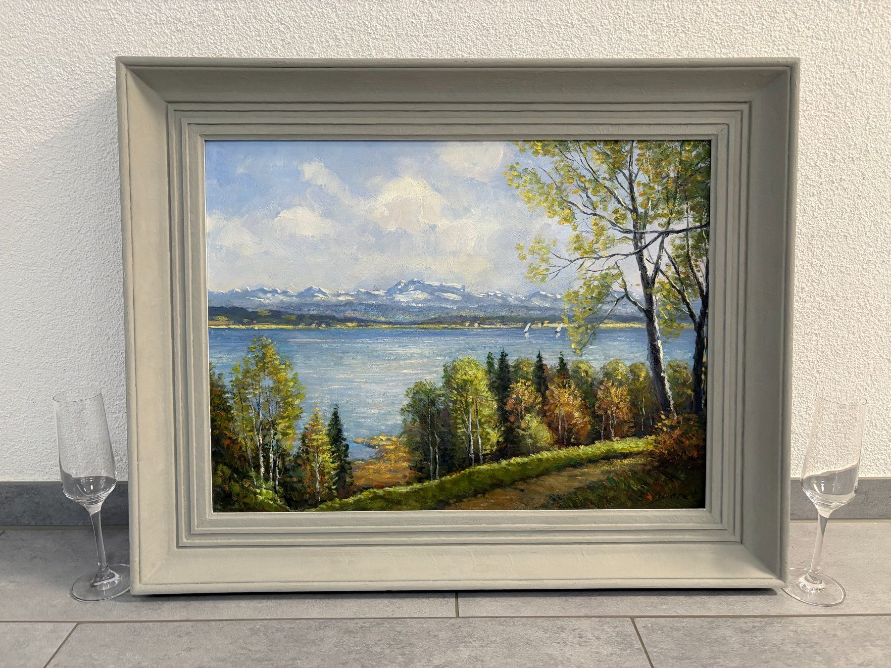 Dipinti: 74cmbreitx59cmhoch/E. Ducret/ Ölgemälde, Herbst am See – Usato da Ottenbach venduto da TimelessEmotions. 2