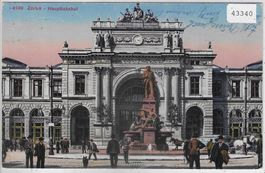 Zürich - Hauptbahnhof animee belebt - Litho