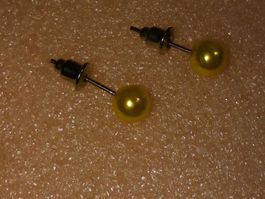 OHRRINGE MODESCHMUCK,,,KÜNSTLICHE PERLEN,,,GELB FARBE