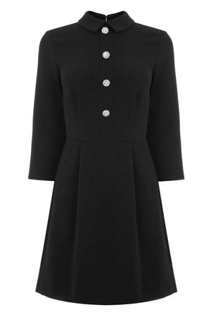 Warehouse Diamante Button Dress festlich elegant preppy LBD