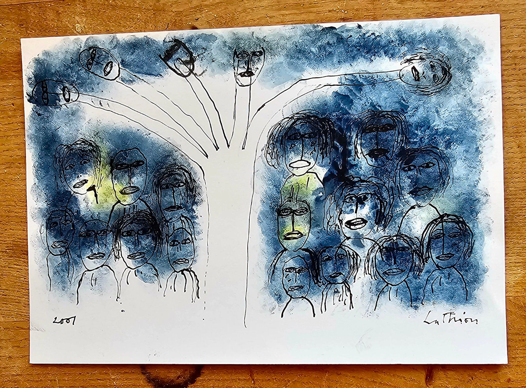 Gemälde: LUC LATHION - Dessin original signé, 2001 – Gebraucht aus Les Valettes von Nuba1