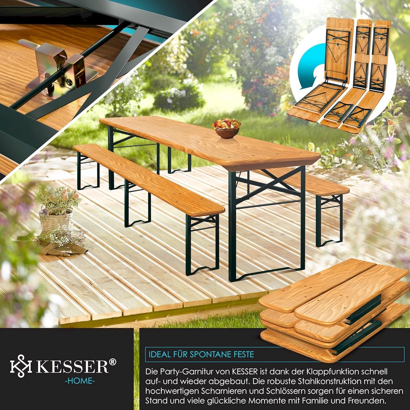 Salotti da giardino: Bierzeltgarnitur 3-Tlg 220x50x77cm – Nuovo e nell'imballaggio originale da Bottighofen venduto da zaap 4